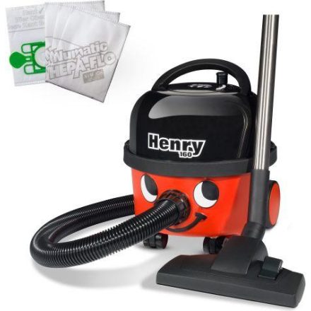 Numatic Henry Compact Porzsákos porszívó 6L, Hordó alakú, vákuum száraz, 620W, piros-fekete