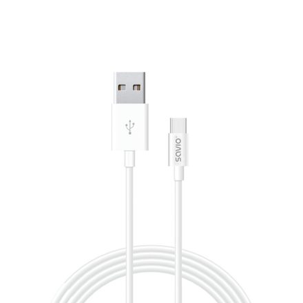 Savio CL-126 USB kábel 1 M USB 2.0 USB C USB A Fehér