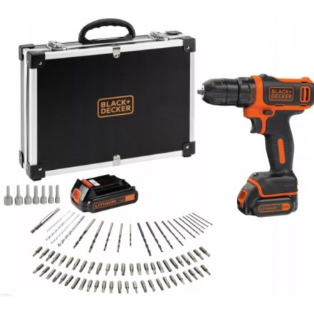 Black+Decker BDCDD12BAFC Akkumulátoros Fúrógép + 100 darabos tartozékkészlet