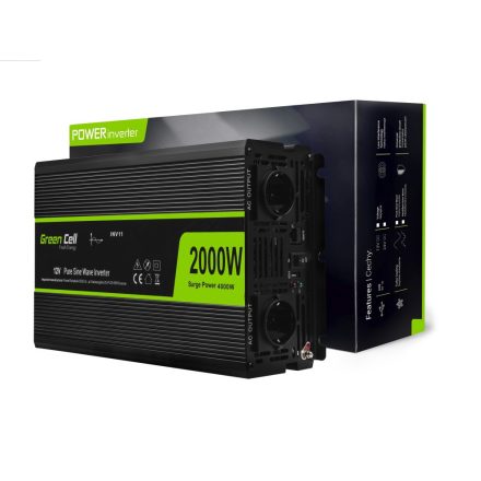 Green Cell INV11 áramátalakító és inverter Automatikus 2000 W Fekete