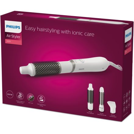 Philips 3000 series BHA303/00 hajformázó Forrólevegős hajkefe Meleg Fehér 800 W 1,8 M