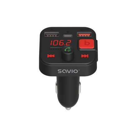 Savio TR-15 Transmiter FM z Bluetooth 87,6 - 107,9 MHz Bluetooth/USB Fekete