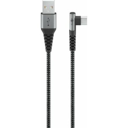 Goobay USB-C apa - USB-A apa 90 fokos Adat és töltő kábel - Szürke (0.5m) (64655)