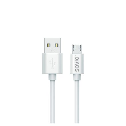 Savio USB cable 3 m USB 2.0 USB A - Micro USB White CL-167 USB kábel Micro-USB A Fehér