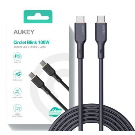 AUKEY CB-SCC101 USB-C Type-C Power Delivery PD 100W 5A 1m Silikon Black (CB-SCC101)