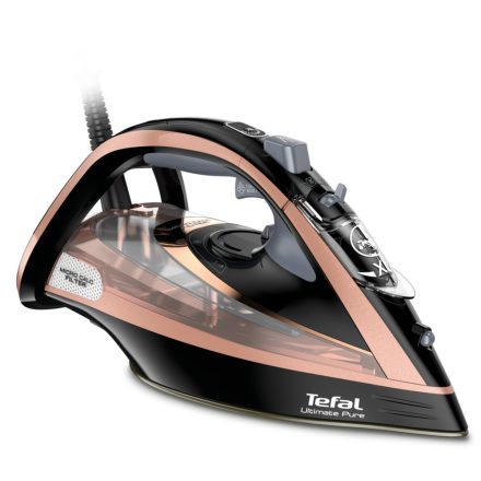 Tefal Ultimate Pure FV9845 Száraz és gőzölős vasaló Öntisztító Durilium talp 3100 W Fekete, Réz