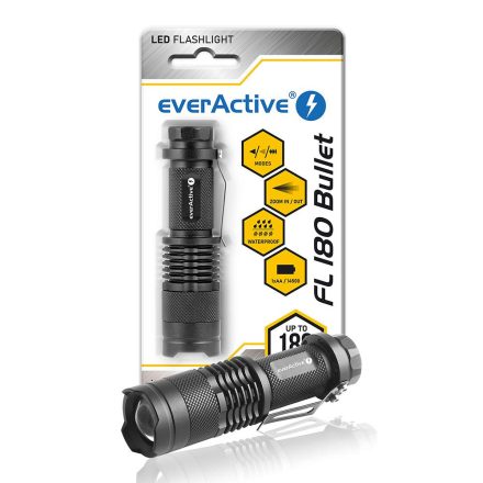 Everactive FL180 zseblámpa Fekete Kézi zseblámpa LED