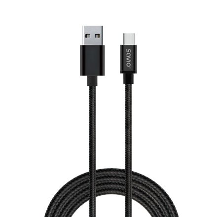 Savio CL-129 USB kábel 2 M USB 2.0 USB A USB C Fekete