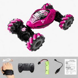   Távirányítós RC kaszkadőr autó – LED világítás, 360° forgás pink