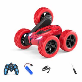   Távirányítós kaszkadőr autó LED fénnyel – RC játék (6+) – piros