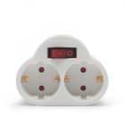 Elosztó 1-2(földelt)+kapcsoló