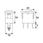 Kapcsoló billenő+piros LED  (on-off • 15A-12VDC)