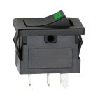 Kapcsoló billenő+zöld LED  (on-off • 15A-12VDC)