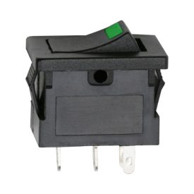Kapcsoló billenő+zöld LED  (on-off • 15A-12VDC)