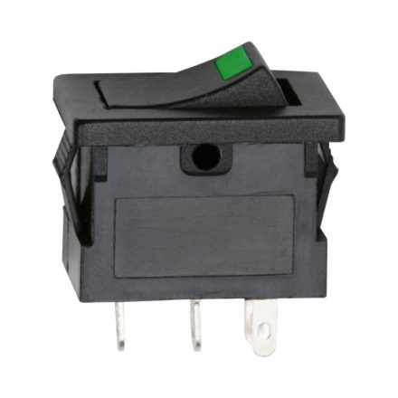 Kapcsoló billenő+zöld LED  (on-off • 15A-12VDC)