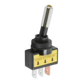 Kapcsoló karos • sárga  (on-off • 1ák • 20A-12VDC)