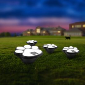   LED-es szolár lámpa - kutya lábnyom, leszúrható - műanyag - fekete