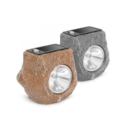 LED-es kültéri szolárlámpa - "szürke kő" - hidegfehér - 8 x 5,6 x 7 cm