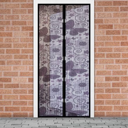 Szúnyogháló függöny ajtóra -mágneses- 100 x 210 cm - Lila pillangós