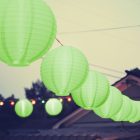 Lampion -LED-es - 20 cm - zöld