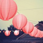 Lampion -LED-es - 20 cm - piros