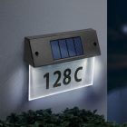 Szolár házszámfény - átlátszó plexi - fekete - hidegfehér LED - 18 x 20 cm