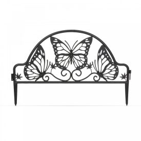   Virágágyás szegély/kerítés - (sorolható) - műanyag - 48 x 31 cm - fekete