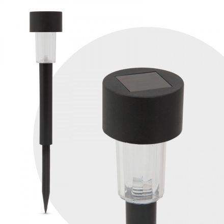 LED-es kültéri szolárlámpa - fekete - hidegfehér - 30 cm