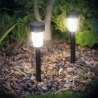 LED-es kültéri szolárlámpa - fekete - hidegfehér - 30 cm
