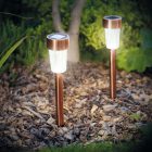 LED-es szolár lámpa - leszúrható - hidegfehér - fém, rozéarany - 30 cm