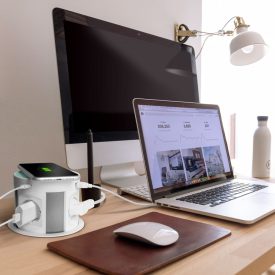   DELIGHT Rejtett elosztó - 4-es + vezeték nélküli töltés + 2xUSB + 2xType-C - fehér 20434WH