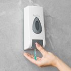 Szappanadagoló - kézzel működtethető - 350 ml - falra szerelhető - fehér