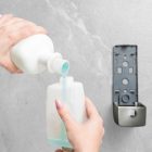 Szappanadagoló - kézzel működtethető - 350 ml - falra szerelhető - ezüst