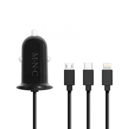 Szivargyújtós töltőadapter - 4 az 1-ben + USB - fekete