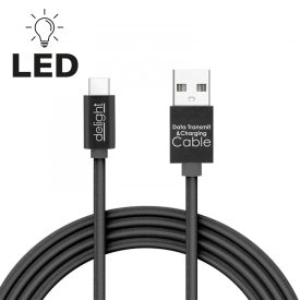 Adatkábel - Type-C - 1A - LED - fekete - 1 m