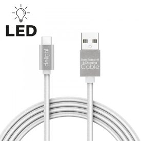 Adatkábel - Type-C - 1A - LED - ezüst - 1 m