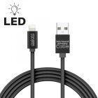 Adatkábel - iPhone - 1A - LED - fekete - 1 m