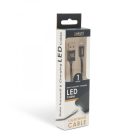 Adatkábel - iPhone - 1A - LED - fekete - 1 m