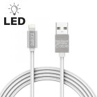 Adatkábel - iPhone - 1A - LED - ezüst - 1 m