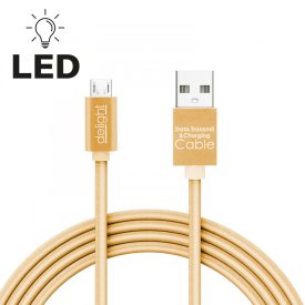 Adatkábel - MicroUSB - 2A - LED - arany - 1 m