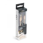 Adatkábel - MicroUSB - 2A - LED - arany - 1 m