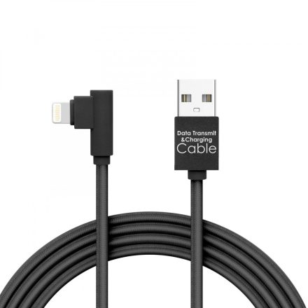 Adatkábel - iPhone - 2A - 90° - fekete - 2 m