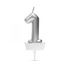 Tortagyertya - szám, 6 x 3 cm - ezüst - 1