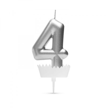 Tortagyertya - szám, 6 x 3 cm - ezüst - 4