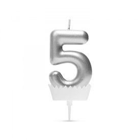 Tortagyertya - szám, 6 x 3 cm - ezüst - 5