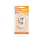 Tortagyertya - szám, 6 x 3 cm - ezüst - 9