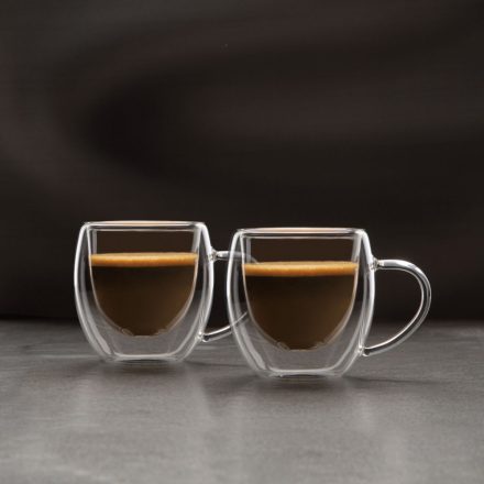 Duplafalú üvegpohár - 80 ml - 2 db / doboz