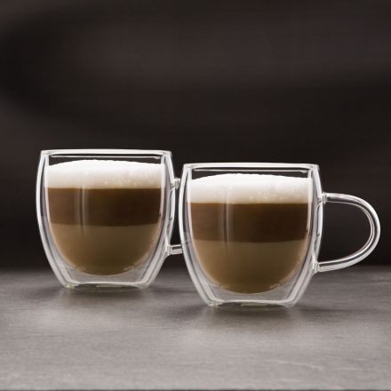 Duplafalú cappuccino üvegpohár - 250 ml - 2 db / doboz