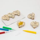 Színezhető fa csipesz filctollal - elefánt - 5 cm