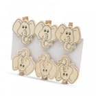 Színezhető fa csipesz filctollal - elefánt - 5 cm